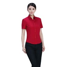 红色精品短袖翻领衬衫ZL005