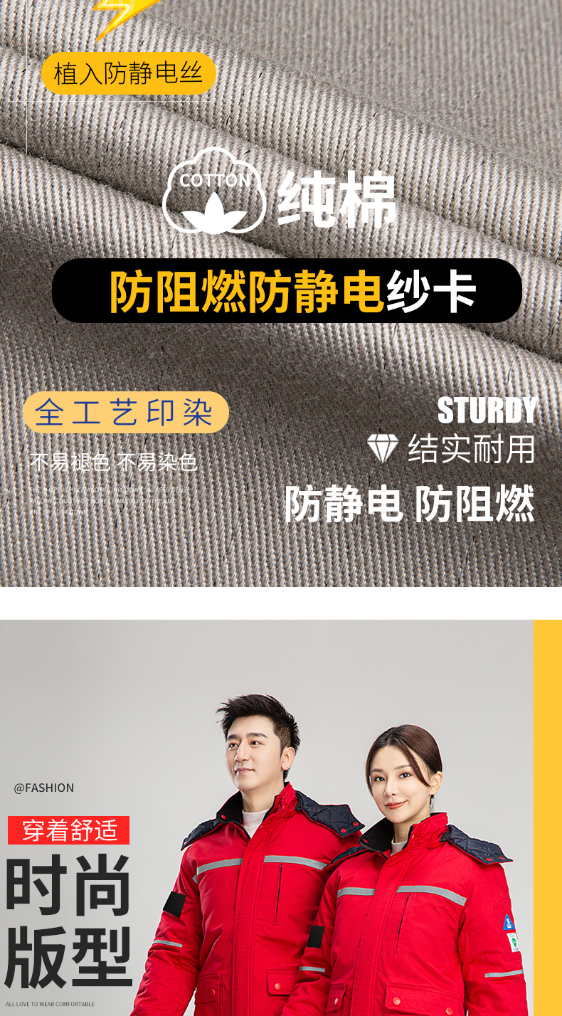 8855防阻燃防静电中长一体棉衣